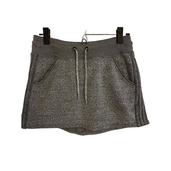 Athleta Skirt Women's XS Mini Athletic Gray Drawstring Terry Pockets Cotton - Picture 2 of 8